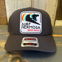 Hermosa Beach SURF HERMOSA :: OPEN DAILY "OTTO COMFY FIT" Mid Profile Baseball Cap - Charcoal Grey