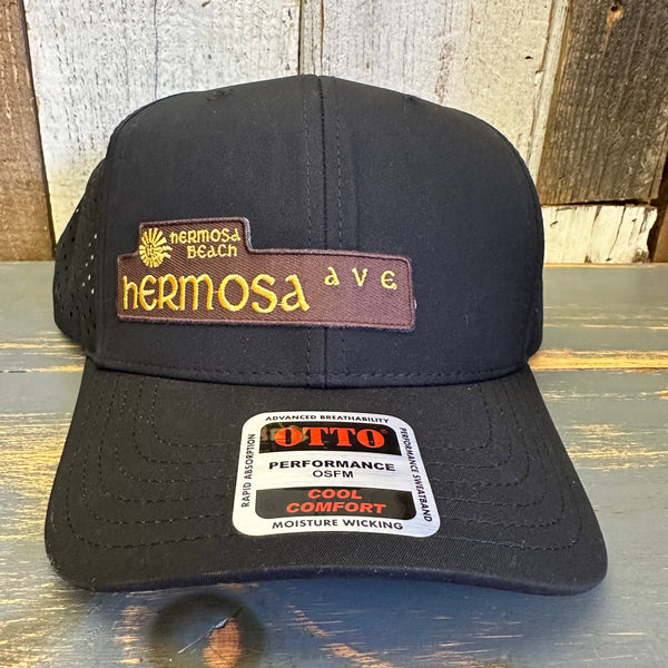 Hermosa Beach HERMOSA AVE - "OTTO COMFY FIT" 6 Panel Mid Profile Baseball Cap - Black