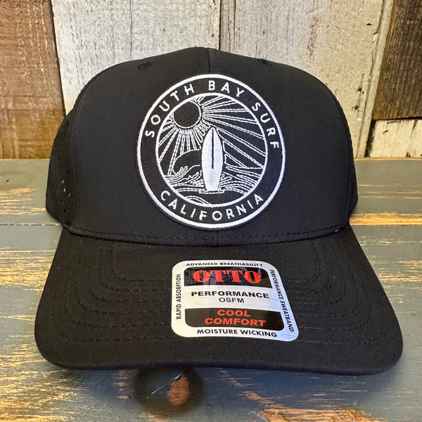 SOUTH BAY SURF CALIFORNIA (Dark Patch) "OTTO COMFY FIT" 6 Panel Mid Profile Baseball Cap - Black