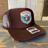 SMOKEY BEAR :: KEEP IT GREEN PREVENT WILDFIRES High Crown Trucker Hat - Brown