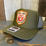 SMOKEY BEAR :: ONLY YOU CAN PREVENT WILDFIRES High Crown Trucker Hat - Olive