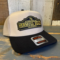 Hermosa Beach ARE YOU ESTABLISHED? - Mid Profile Mesh Back Trucker Hat - Khaki/Black