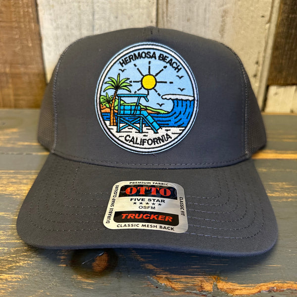 Hermosa Beach SHOREFRONT Mid Profile Mesh Trucker Hat - Charcoal Grey