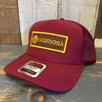 Hermosa Beach AS REAL AS THE STREETS - 5 Panel Mid Profile Mesh Back Trucker Hat - Maroon
