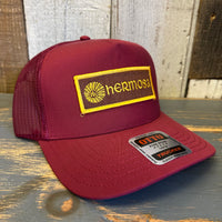 Hermosa Beach AS REAL AS THE STREETS - 5 Panel Mid Profile Mesh Back Trucker Hat - Maroon