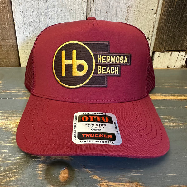 Hermosa Beach THE NEW STYLE - 5 Panel Mid Profile Mesh Back Trucker Hat - Maroon