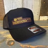 Hermosa Beach HERMOSA AVE - 5 Panel Mid Profile Mesh Back Trucker Hat - Black
