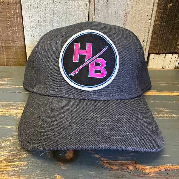 Hermosa Beach SO PITTED :: HB SURFBOARD Premium 6-Panel Low Profile Snapback Hat - Heathered Black