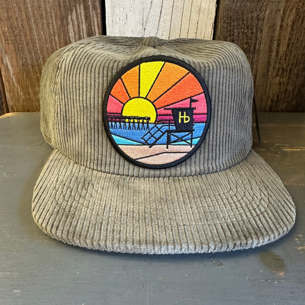 Hermosa Beach OBLIGATORY SUNSET Vintage Corduroy Hat - Olive