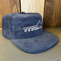 MANHATTAN BEACH PIER & ROUNDHOUSE Vintage Corduroy Hat - Blue