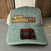 Hermosa Beach HERMOSA AVE 6 Panel Low Profile "OTTO COMFY FIT" Mesh Back Trucker Hat - Dark Green/Dark Green/Khaki