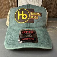 Hermosa Beach THE NEW STYLE 6 Panel Low Profile "OTTO COMFY FIT" Mesh Back Trucker Hat - Dark Green/Dark Green/Khaki
