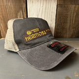 Hermosa Beach HERMOSA AVE 6 Panel Low Profile "OTTO COMFY FIT" Mesh Back Trucker Hat - Vintage Wash Black/Khaki