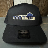 MANHATTAN BEACH PIER & ROUNDHOUSE - 5 Panel Mid Profile Mesh Back Trucker Hat - Black