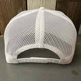SOUTH BAY SURF (Navy Patch) 5 Panel Mid Profile Mesh Back Trucker Hat - White