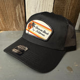 Hermosa Beach RETRO SUNSET - 5 Panel Mid Profile Mesh Back Trucker Hat - Black