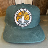 SOUTH BAY SURF (Multi Colored Patch) - 6 Panel Mid Profile Baseball Cap - Dark Green