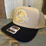 Hermosa Beach HERMOSA AVE - 5 Panel Mid Profile Trucker Hat - Khaki/Black