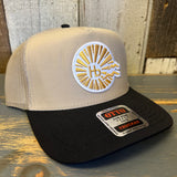 Hermosa Beach HERMOSA AVE - 5 Panel Mid Profile Trucker Hat - Khaki/Black