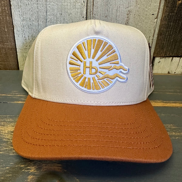 Hermosa Beach CLASSIC LOGO 5 Panel Mid Profile Cap - Rust Brown/Natural