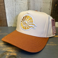 Hermosa Beach CLASSIC LOGO 5 Panel Mid Profile Cap - Rust Brown/Natural