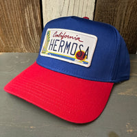 Hermosa Beach CALIFORNIA LICENSE PLATE 5 Panel Mid Profile Cap - Navy/Red