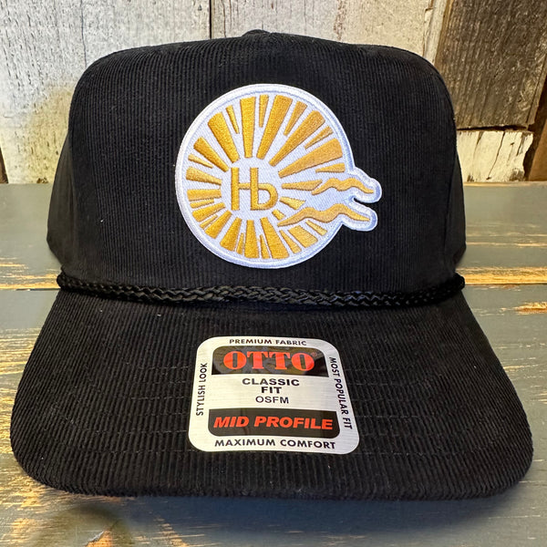 Hermosa Beach CLASSIC LOGO 5 Panel Mid Profile Baseball Cap - Black
