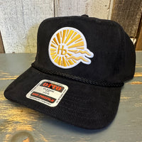 Hermosa Beach CLASSIC LOGO 5 Panel Mid Profile Baseball Cap - Black