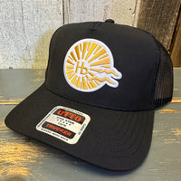 Hermosa Beach CLASSIC LOGO - 5 Panel Mid Profile Trucker Hat - Black
