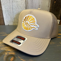Hermosa Beach CLASSIC LOGO - 5 Panel Mid Profile Trucker Hat - Khaki