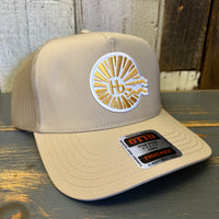 Hermosa Beach CLASSIC LOGO - 5 Panel Mid Profile Trucker Hat - Khaki