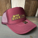 Hermosa Beach PIER AVE High Crown Trucker Hat - Burgundy Maroon