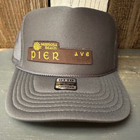 Hermosa Beach PIER AVE High Crown Trucker Hat - Charcoal (Curved Brim)