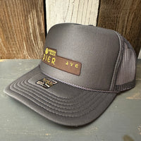 Hermosa Beach PIER AVE High Crown Trucker Hat - Charcoal (Curved Brim)