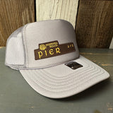 Hermosa Beach PIER AVE High Crown Trucker Hat - Grey (Curved Brim)