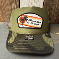 Hermosa Beach RETRO SUNSET Trucker Hat - Camouflage/Olive