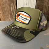 Hermosa Beach RETRO SUNSET Trucker Hat - Camouflage/Olive
