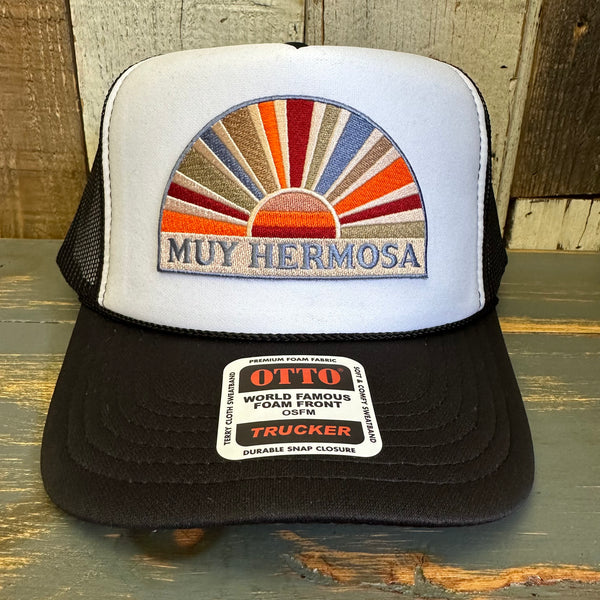 Hermosa Beach MUY HERMOSA Trucker Hat - Black/White/Black