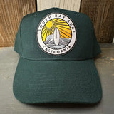 SOUTH BAY SURF (Multi Colored Patch) 6 Panel Mid Profile Baseball Cap - Dark Green