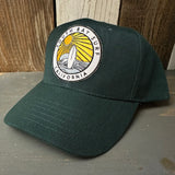 SOUTH BAY SURF (Multi Colored Patch) 6 Panel Mid Profile Baseball Cap - Dark Green