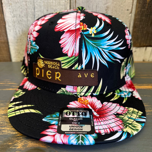 Hermosa Beach PIER AVE Hawaiian Pattern 6 Panel Mid Profile Snapback Hat - A ‘o ia