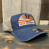 Hermosa Beach MUY HERMOSA Low Profile Trucker Hat - Vintage Wash Navy Blue/Khaki