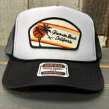 Hermosa Beach RETRO SUNSET Trucker Hat - Black/White/Black