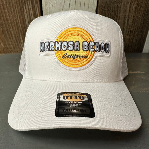 Hermosa Beach HIGH HEAT - 5 Panel Mid Profile Mesh Back Trucker Hat - White