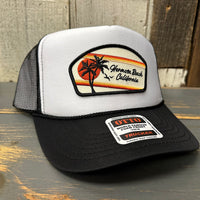 Hermosa Beach RETRO SUNSET Trucker Hat - Black/White/Black