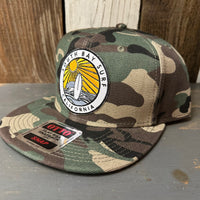 Hermosa Beach SOUTH BAY SURF (Multi Color Patch) 6-Panel Mid Profile Snapback Hat - Camo