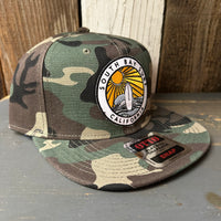 Hermosa Beach SOUTH BAY SURF (Multi Color Patch) 6-Panel Mid Profile Snapback Hat - Camo
