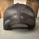 Hermosa Beach OBLIGATORY SUNSET 6 Panel Low Profile Mesh Back Trucker Hat - Charcoal/Black