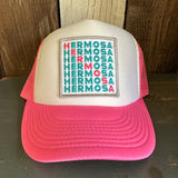 Hermosa Beach OCEAN DRIVE High Crown 5 Panel Trucker Cap, Foam/Mesh - Neon Pink/White