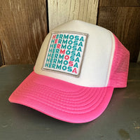 Hermosa Beach OCEAN DRIVE High Crown 5 Panel Trucker Cap, Foam/Mesh - Neon Pink/White